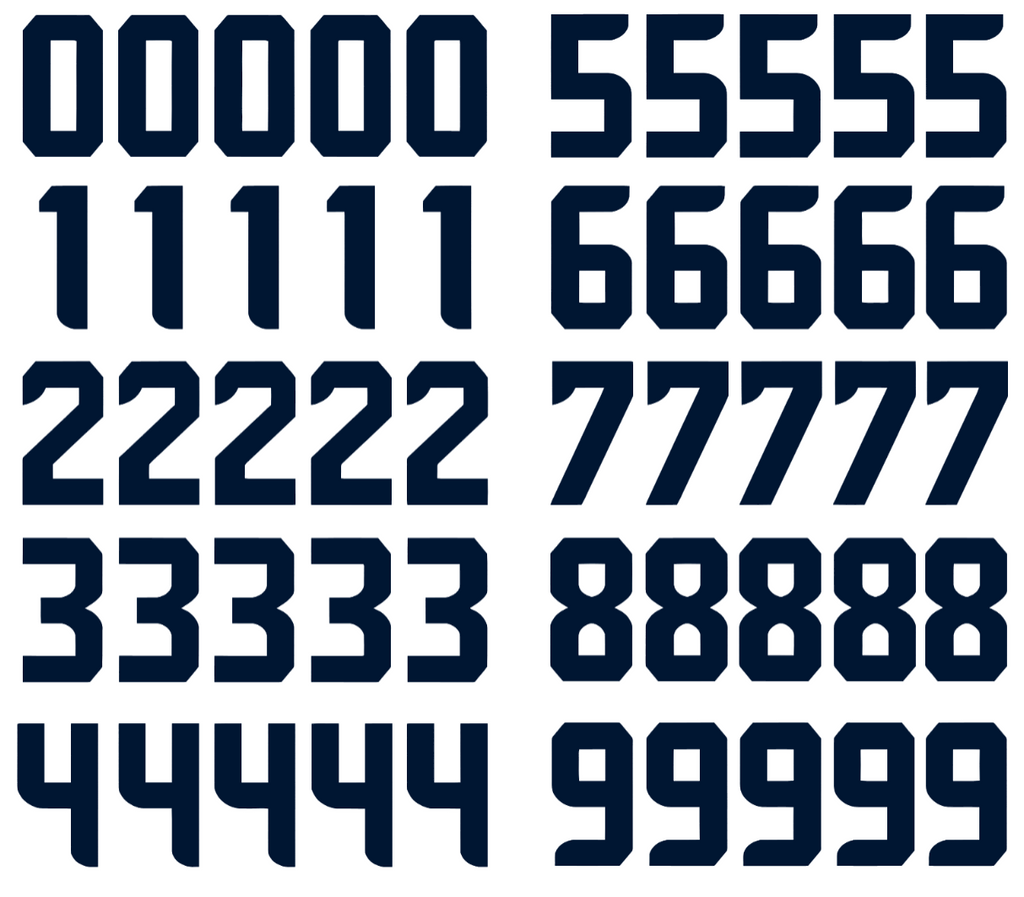 Seattle Seahawks Jersey Style Vinyl Number Decal Sheet Set of 50 #0-9 - Pick Color & Size