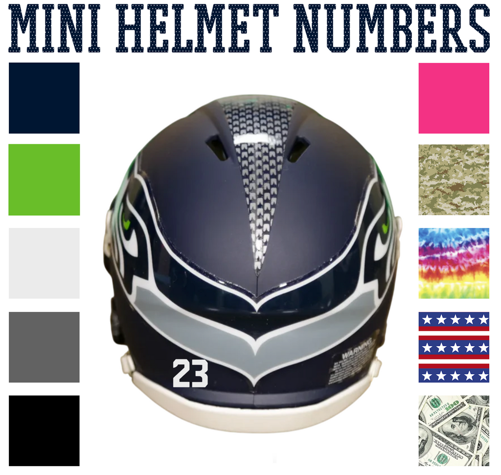Seattle Seahawks Jersey Style Vinyl Number Decal Sheet Set of 50 #0-9 - Pick Color & Size
