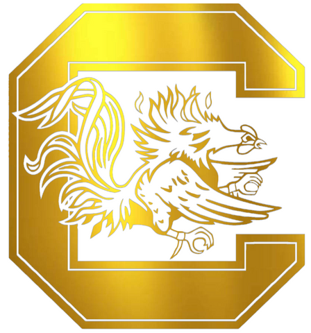 South Carolina Gamecocks GOLD CHROME MIRROR Team Logo Premium DieCut Vinyl Decal PICK SIZE