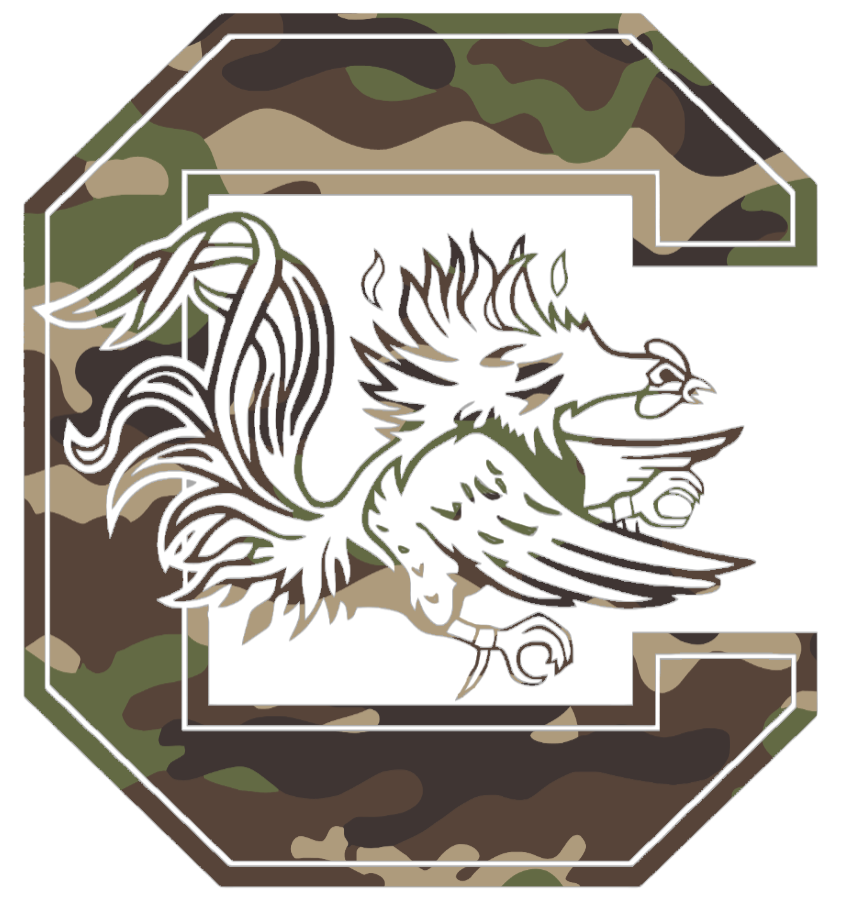 South Carolina Gamecocks Woodland Camo Camouflage Team Logo Premium DieCut Vinyl Decal PICK SIZE