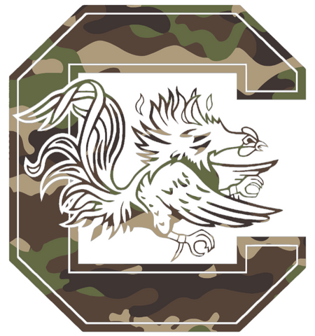 South Carolina Gamecocks Woodland Camo Camouflage Team Logo Premium DieCut Vinyl Decal PICK SIZE