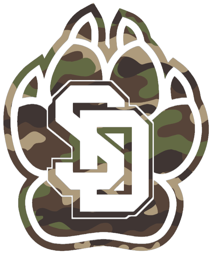 South Dakota Coyotes Woodland Camo Camouflage Team Logo Premium DieCut Vinyl Decal PICK SIZE