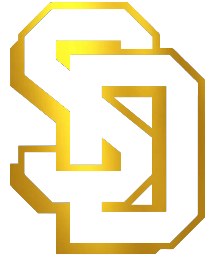 South Dakota Coyotes GOLD CHROME MIRROR SD Logo Premium DieCut Vinyl Decal PICK SIZE