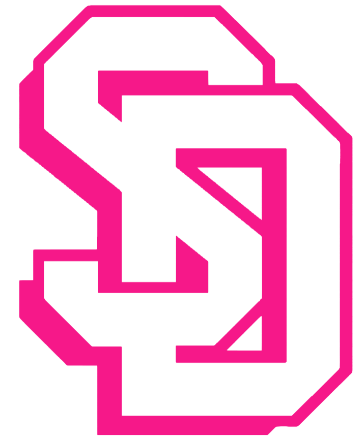 South Dakota Coyotes Hot Pink SD Logo Premium DieCut Vinyl Decal PICK SIZE