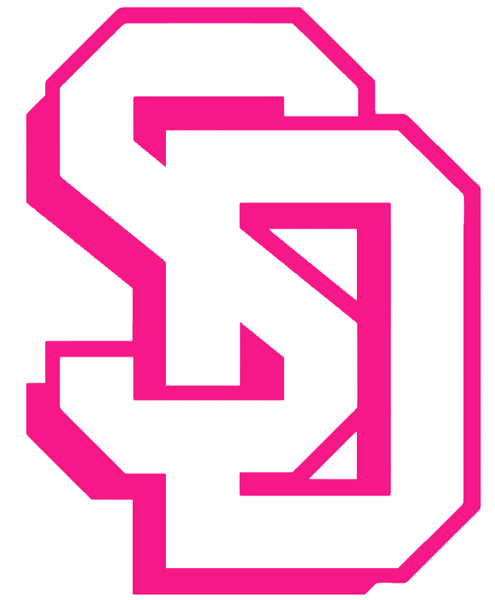South Dakota Coyotes Hot Pink SD Logo Premium DieCut Vinyl Decal PICK SIZE