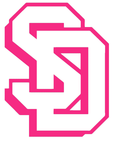 South Dakota Coyotes HOT PINK SD Logo Premium DieCut Vinyl Decal PICK SIZE