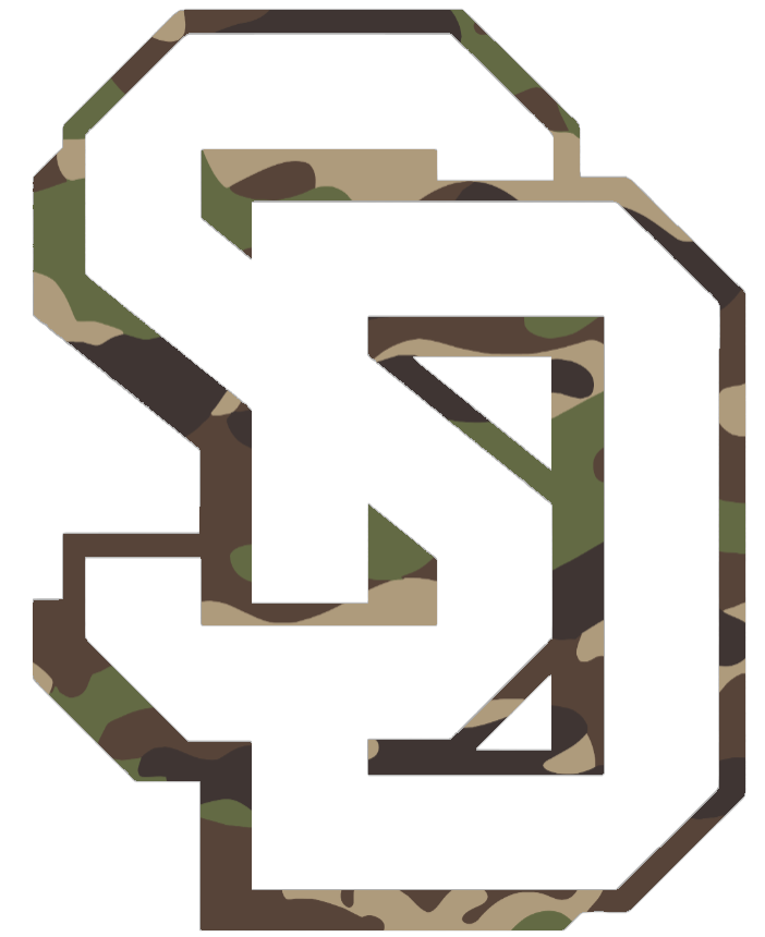 South Dakota Coyotes Woodland Camo Camouflage SD Logo Premium DieCut Vinyl Decal PICK SIZE