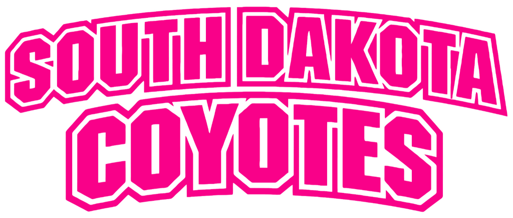 South Dakota Coyotes Hot Pink Team Name Logo Premium DieCut Vinyl Decal PICK SIZE