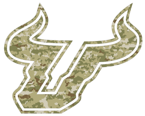 South Florida Bulls Team Logo Salute to Service Camouflage Camo Vinyl Decal PICK SIZE