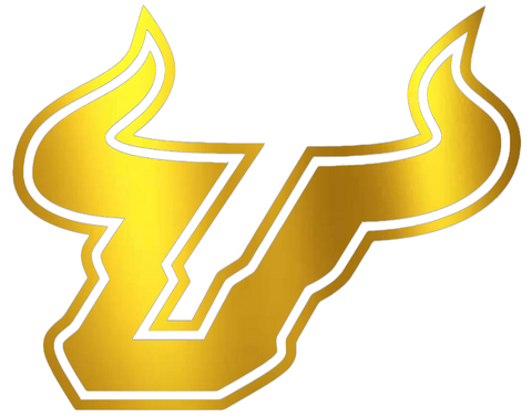 South Florida Bulls GOLD CHROME MIRROR Team Logo Premium DieCut Vinyl Decal PICK SIZE