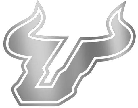 South Florida Bulls SILVER CHROME MIRROR Team Logo Premium DieCut Vinyl Decal PICK SIZE