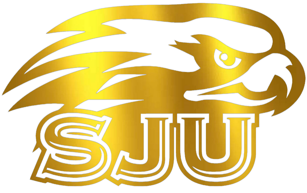 St Joseph Hawks GOLD CHROME MIRROR SJU Logo Premium DieCut Vinyl Decal PICK SIZE