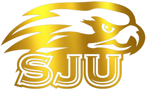 St Joseph Hawks GOLD CHROME MIRROR SJU Logo Premium DieCut Vinyl Decal PICK SIZE