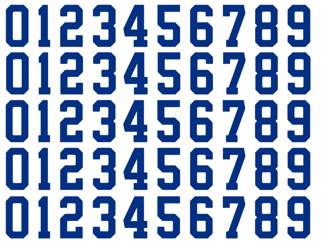 St Louis Blues Helmet Jersey Style Vinyl Number Decal Sheet Set of 50 #0-9 - Pick Color & Size