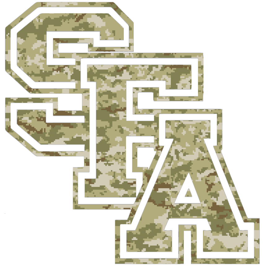 Stephen F Austin SFA Logo Salute to Service Camouflage Camo Vinyl Decal PICK SIZE