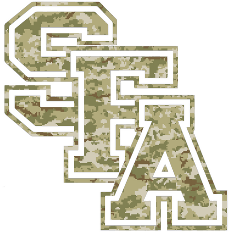 Stephen F Austin SFA Logo Salute to Service Camouflage Camo Vinyl Decal PICK SIZE