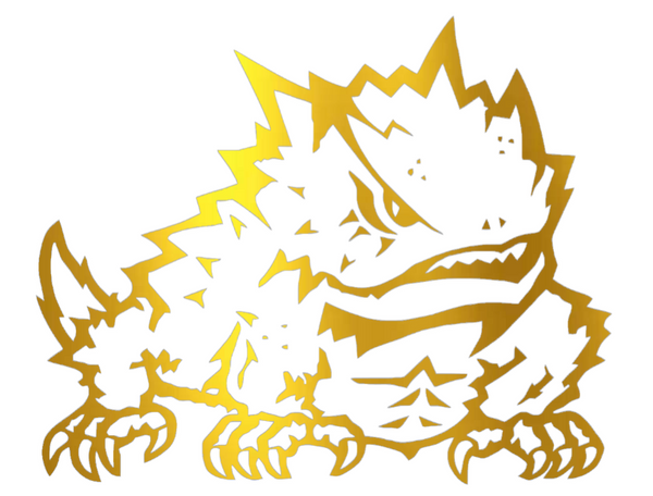 TCU Horned Frogs GOLD CHROME MIRROR Alternate Team Logo Premium DieCut Vinyl Decal PICK SIZE