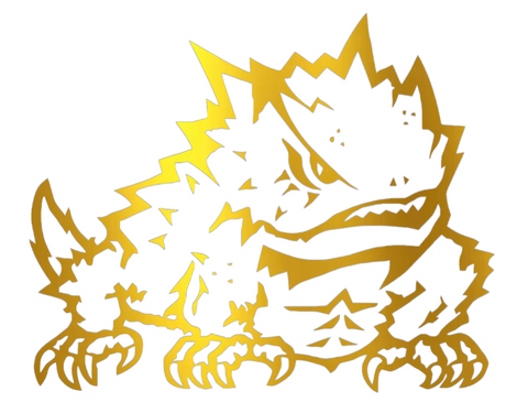 TCU Horned Frogs GOLD CHROME MIRROR Alternate Team Logo Premium DieCut Vinyl Decal PICK SIZE