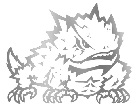 TCU Horned Frogs SILVER CHROME MIRROR Alternate Team Logo Premium DieCut Vinyl Decal PICK SIZE