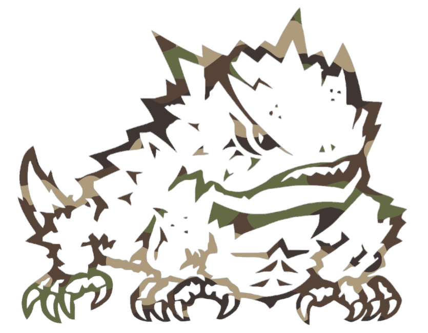 TCU Horned Frogs Woodland Camo Camouflage Alternate Team Logo Premium DieCut Vinyl Decal PICK SIZE