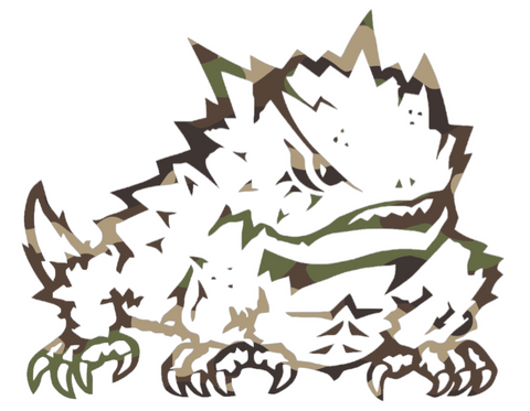 TCU Horned Frogs Woodland Camo Camouflage Alternate Team Logo Premium DieCut Vinyl Decal PICK SIZE