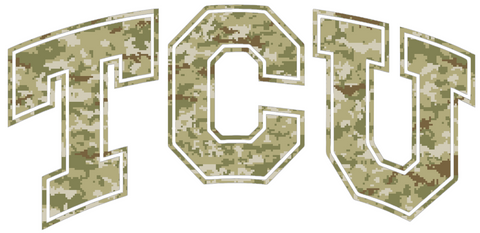 TCU Horned Frogs Team Logo Salute to Service Camouflage Camo Vinyl Decal PICK SIZE