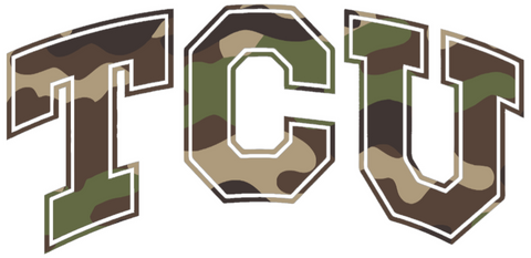 TCU Horned Frogs Woodland Camo Camouflage Team Logo Premium DieCut Vinyl Decal PICK SIZE