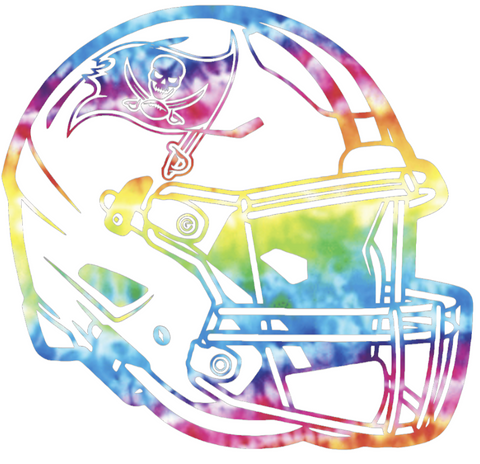 Tampa Bay Buccaneers Crucial Catch Cancer Football Helmet Tie Dye Vinyl Decal PICK SIZE