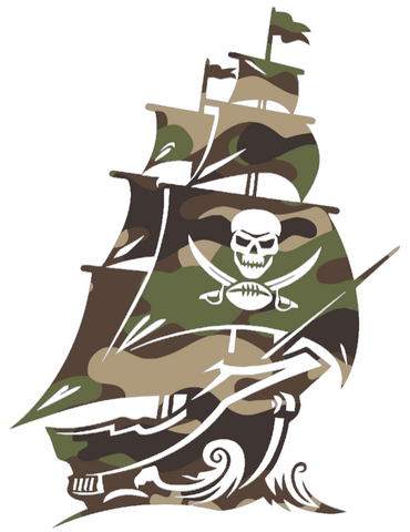 Tampa Bay Buccaneers Woodland Camo Camouflage Pirate Ship Logo Premium DieCut Vinyl Decal PICK SIZE
