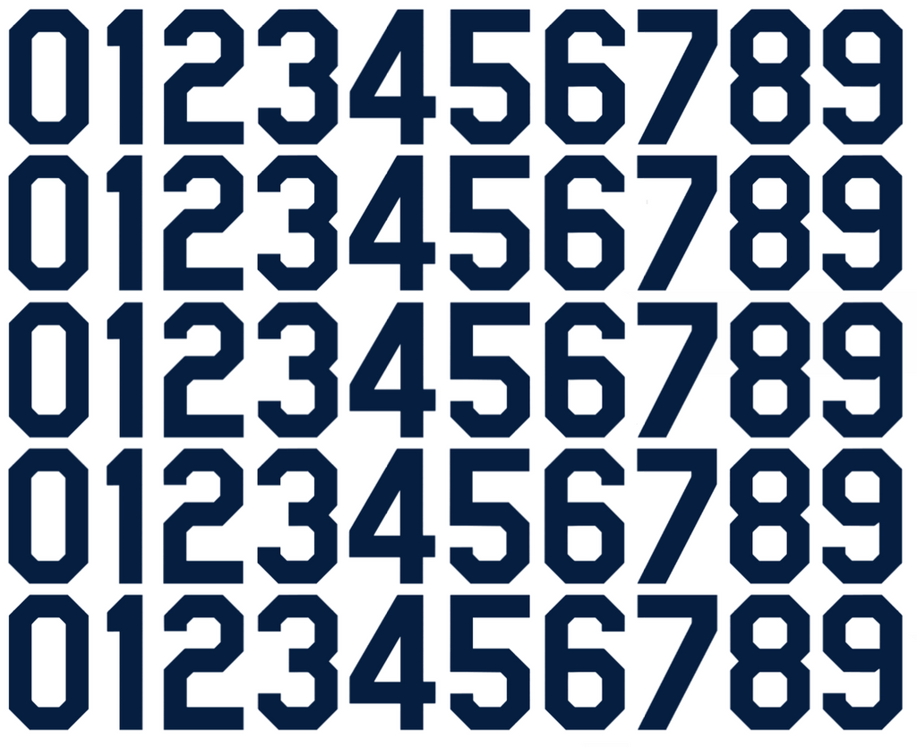 Tampa Bay Rays Baseball Helmet Jersey Style Vinyl Number Decal Sheet Set of 50 #0-9 - Pick Color & Size