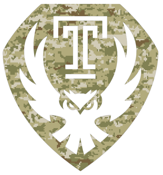 Temple Owls Alternate Logo Salute to Service Camouflage Camo Vinyl Decal PICK SIZE