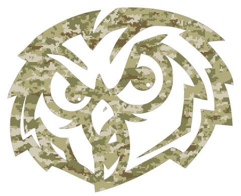 Temple Owls Retro Throwback Logo Salute to Service Camouflage Camo Vinyl Decal PICK SIZE