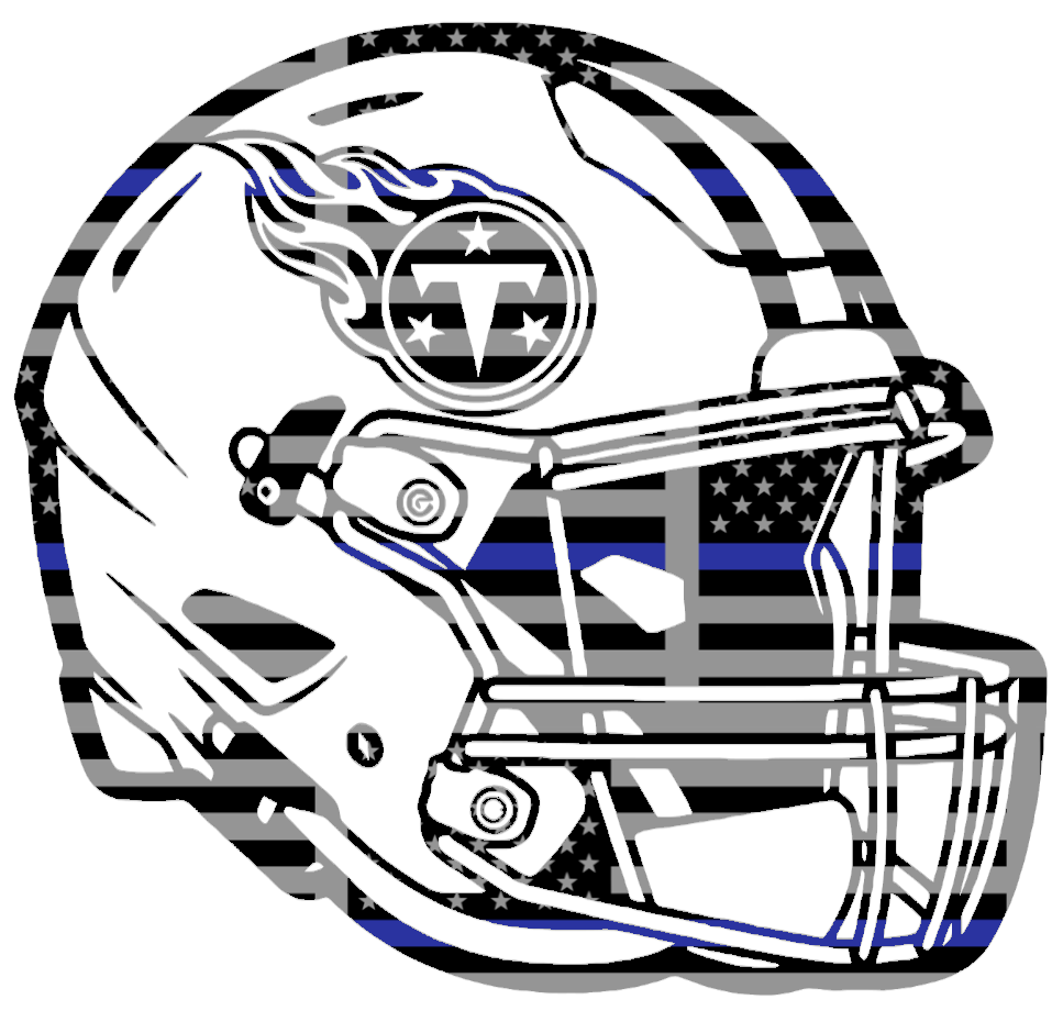 Tennessee Titans Football Helmet Thin Blue Line American Flag Premium DieCut Vinyl Decal PICK SIZE