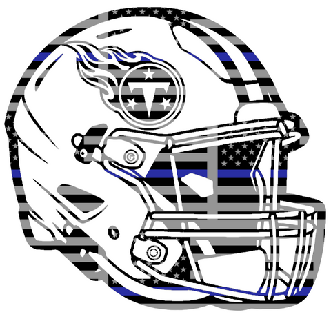 Tennessee Titans Football Helmet Thin Blue Line American Flag Premium DieCut Vinyl Decal PICK SIZE