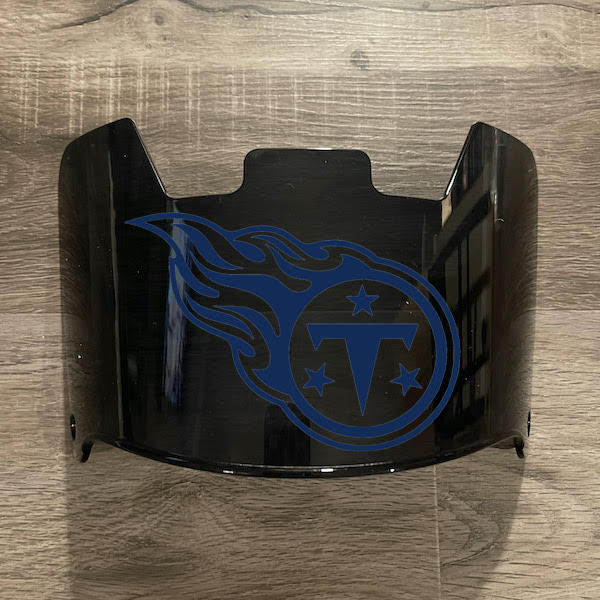 Tennessee Titans Full Size Football Helmet Visor Shield Black Dark Tint w/ Clips - PICK LOGO COLOR