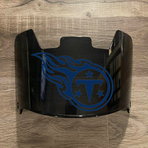Tennessee Titans Full Size Football Helmet Visor Shield Black Dark Tint w/ Clips - PICK LOGO COLOR