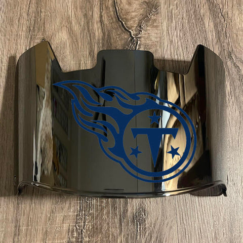 Tennessee Titans Full Size Football Helmet Visor Shield Chrome Silver Mirror w/ Clips - PICK LOGO COLOR