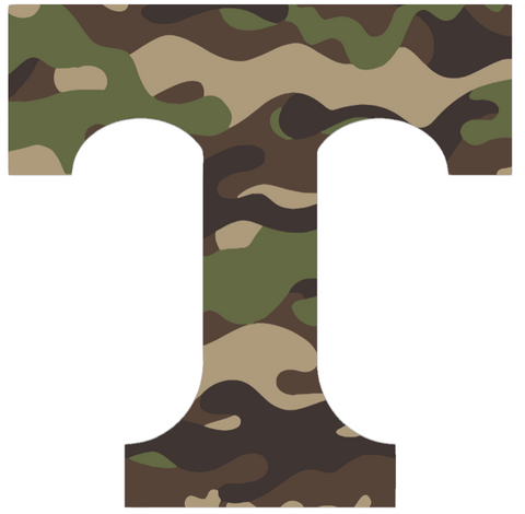 Tennessee Volunteers Woodland Camo Camouflage Team Logo Premium DieCut Vinyl Decal PICK SIZE