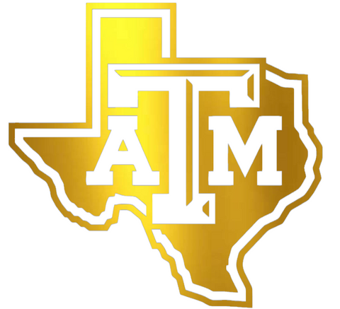 Texas A&M Aggies GOLD CHROME MIRROR Alternate Logo Premium DieCut Vinyl Decal PICK SIZE