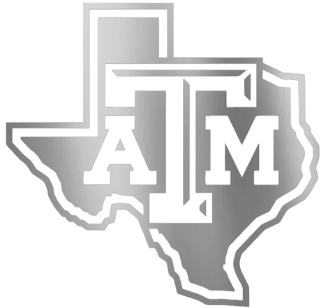 Texas A&M Aggies SILVER CHROME MIRROR Alternate Logo Premium DieCut Vinyl Decal PICK SIZE