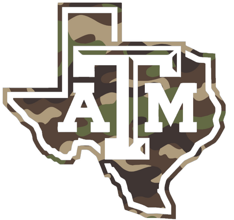 Texas A&M Aggies Woodland Camo Camouflage Alternate Logo Premium DieCut Vinyl Decal PICK SIZE
