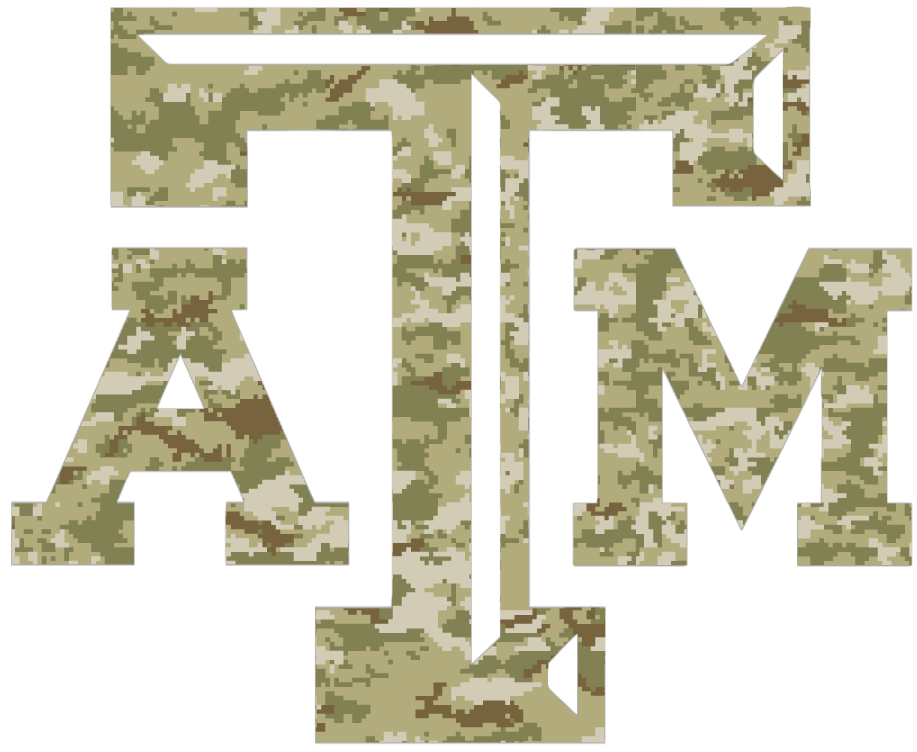 Texas A&M Aggies Team Logo Salute to Service Camouflage Camo Vinyl Decal PICK SIZE