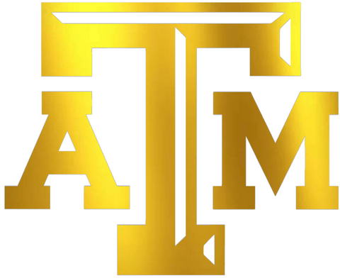 Texas A&M Aggies GOLD CHROME MIRROR Team Logo Premium DieCut Vinyl Decal PICK SIZE