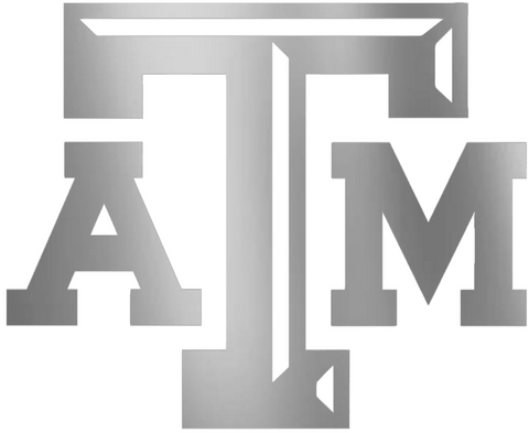 Texas A&M Aggies SILVER CHROME MIRROR Team Logo Premium DieCut Vinyl Decal PICK SIZE
