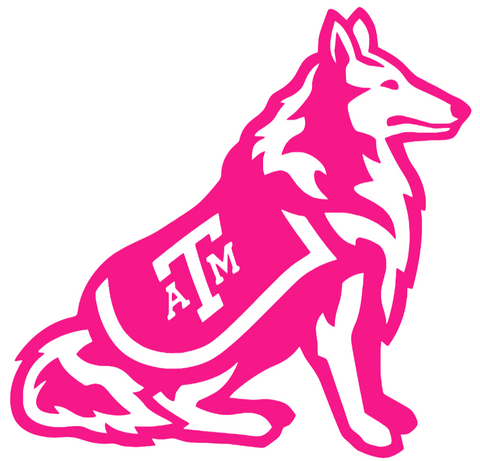 Texas A&M Aggies Hot Pink Reveille Mascot Premium DieCut Vinyl Decal PICK SIZE
