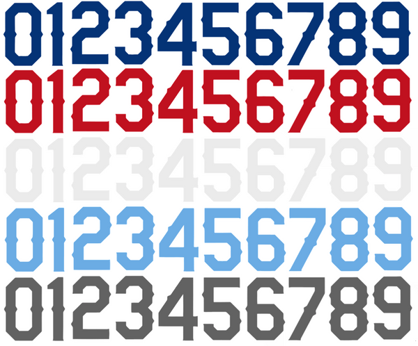 Texas Rangers Baseball Helmet Jersey Style Vinyl Number Decal Sheet Set of 50 #0-9 - Pick Color & Size