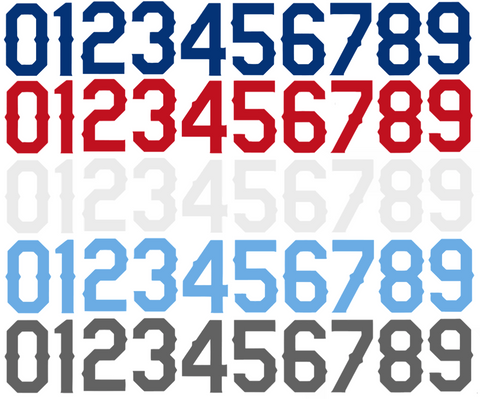 Texas Rangers Baseball Helmet Jersey Style Vinyl Number Decal Sheet Set of 50 #0-9 - Pick Color & Size