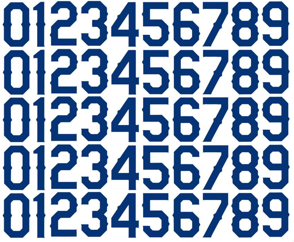 Texas Rangers Baseball Helmet Jersey Style Vinyl Number Decal Sheet Set of 50 #0-9 - Pick Color & Size