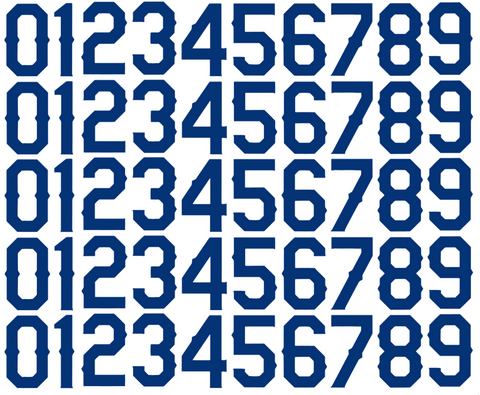Texas Rangers Baseball Helmet Jersey Style Vinyl Number Decal Sheet Set of 50 #0-9 - Pick Color & Size