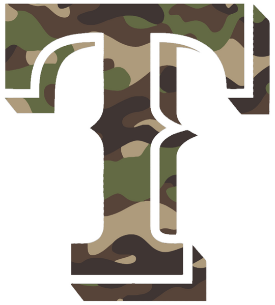 Texas Rangers Woodland Camo Camouflage Team Logo Premium DieCut Vinyl Decal PICK SIZE
